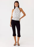 Willow Chiffon Top White Polkadot
