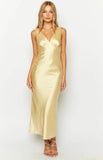Verlaine Yellow Satin Maxi Dress
