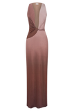 Stella Draped Slinky Maxi Dress Mocha Ombre