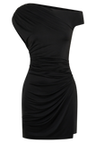 Alyn Off Shoulder Draped Mini Dress Black