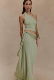 Bowie Low Rise Knit Maxi Skirt Pastel Green