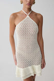 Carrisa Crochet Knit Mini Dress White