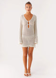 Majestic Beaded Crochet Mini Dress Ivory