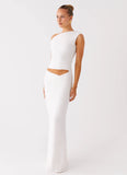 Galantis One Shoulder Maxi Dress White