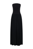 Maureen Cotton Shirring Maxi Dress Black