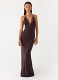 Indya Halter Maxi Dress Chocolate