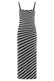 Raven Striped Knit Midi Dress Black White