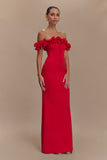 Nova Ruffle Off Shoulder Maxi Dress Ruby