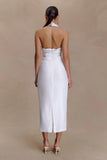 Daniela Ruched Halter Midi Dress White