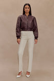 Codi Faux Leather Bomber Jacket Merlot