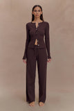 Reese Fitted Knit Cardigan Dark Chocolate