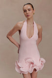 Willowmena Halter Neckline Mini Dress With Tubed Hem Baby Pink