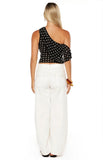 Khamie Black Polka Dot Off Shoulder Top