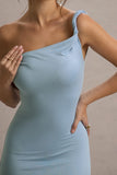 Lita Powder Blue Twisted Asymmetric Maxi Dress