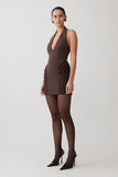 Anari Gathered Scuba Mini Dress Dark Chocolate
