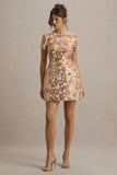 Eira Pastel Floral Print Embellished Mini Dress