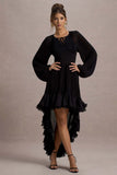 Namir Black High Low Chiffon Maxi Dress