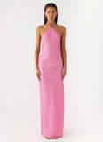 Lorenz Sequin Maxi Dress Pink