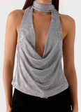 Shining Lights Cowl Top Silver