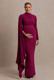 Lavinia Berry High Neck Maternity Maxi Dress With Cape Sleeve