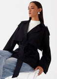 Ace Of Spades Cropped Trench Coat Black