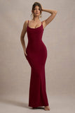 Francoise Berry Cowl Neck Backless Maxi Dress With Lace Insert