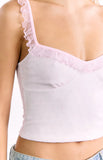Bambi Pink and White Polka Dot Frill Top