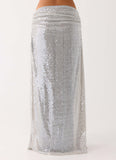 Susie Sequin Maxi Skirt Silver