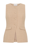 Camilla Boucle Sleeveless Vest Light Taupe