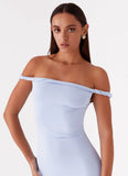 Arabella Twist Shoulder Maxi Dress Blue