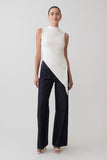 Suong High Neck Gathered Top White