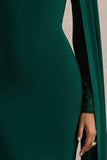 Isla Bottle Green Crew Neck Maxi Dress With Cape Sleeve