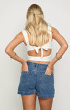 Skyline Swirl Mid Wash Denim Skort