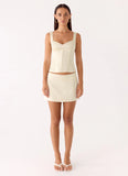 Posy Satin Top Ivory