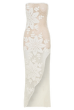Mandie Hand Crochet Asymmetrical Maxi Dress White