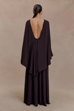Emory Jersey Cape Maxi Dress Chocolate