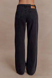 Perrie Mid Rise Straight Leg Tie Jeans Washed Black