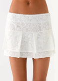 Moroder Low Rise Lace Mini Skirt Cream