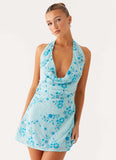 Cinzia Beaded Mini Dress Blue