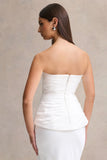 Ambria White Satin Hand Embellished Sweetheart Neck Corset Top