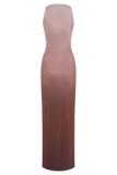 Stella Draped Slinky Maxi Dress Mocha Ombre