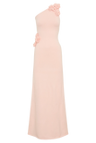 Paloma One Shoulder Knit Maxi Dress With Flowers Baby Pink