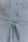 Aysha Buttoned Linen Midi Dress Cornflower Blue