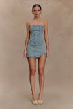 Alessia Embroidered Denim Mini Skirt Light Vintage