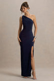 Dressing Up Navy One Shoulder Maxi Dress With Open Back Detail