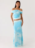 Moka Off Shoulder Top Blooming Blue