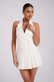 Antoinette Pleated Mini Dress Ivory