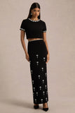 Aven Black Hand Embellished Maxi Skirt