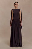 Emory Jersey Cape Maxi Dress Chocolate