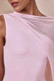 Mirelle Light Pink Boat Neck Maxi Dress With Cape Sleeve